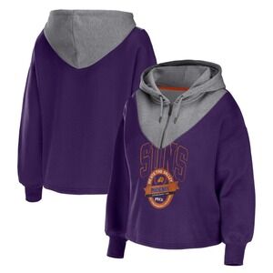 Women's M WEAR by Erin Andrews Purple Phoenix‎ Suns Pieced Quarter-Zip Hoodie